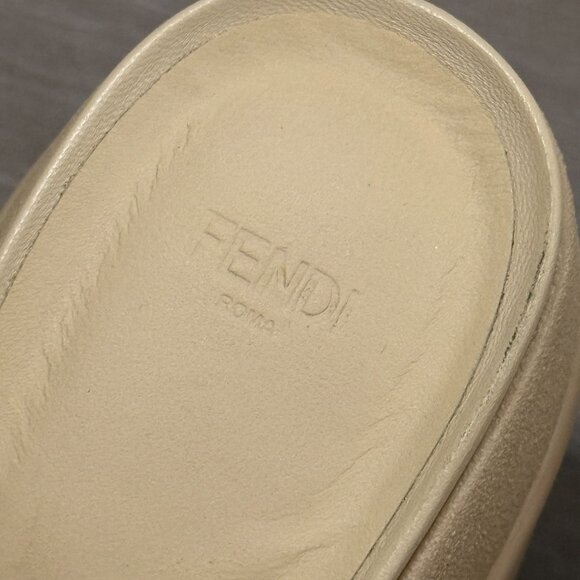 Fendi Padded Leather Platform Wedge Slides - Authentic - Picture 5 of 12